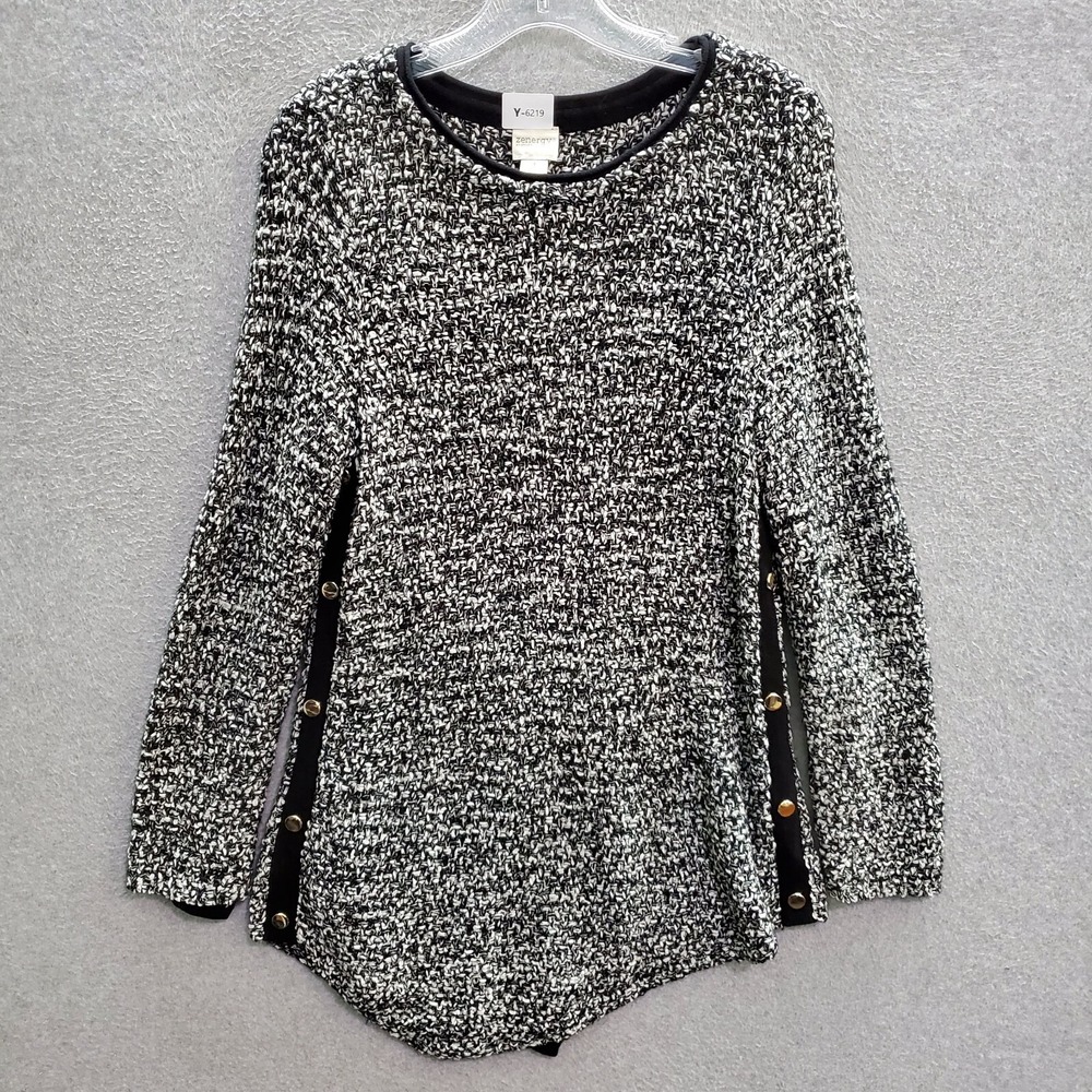 Zenergy Chicos Women Sweater 1 Gray Tweed Asymmetric Snap Detail  Modern‎